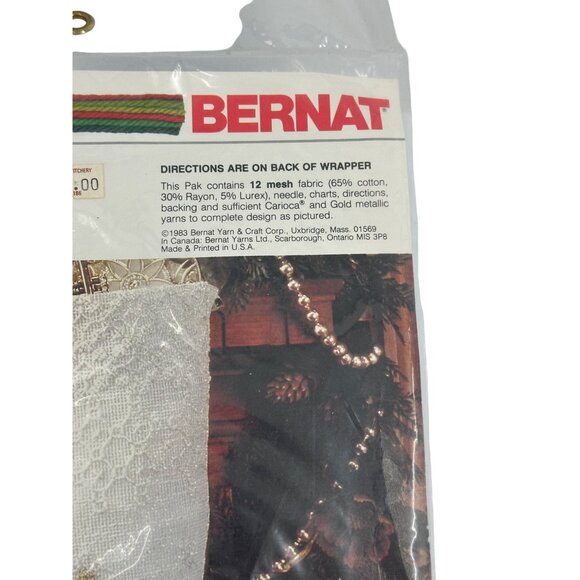 Vintage Bernat Snowflakes & Lace Counted Stitchery Christmas Stocking Kit Sealed - Picture 3 of 9